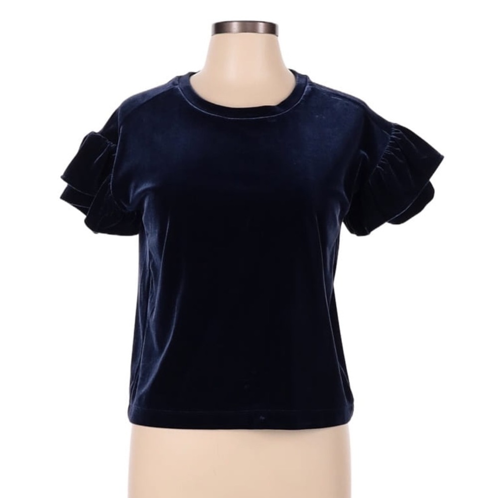 Madewell Velvet Ruffle-sleeve blouse